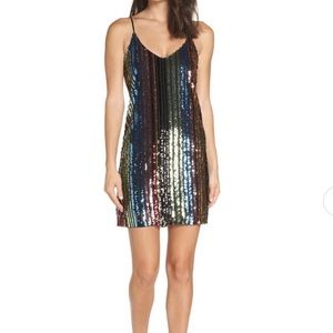 Forest Lily Sequin Stripe Slipdress